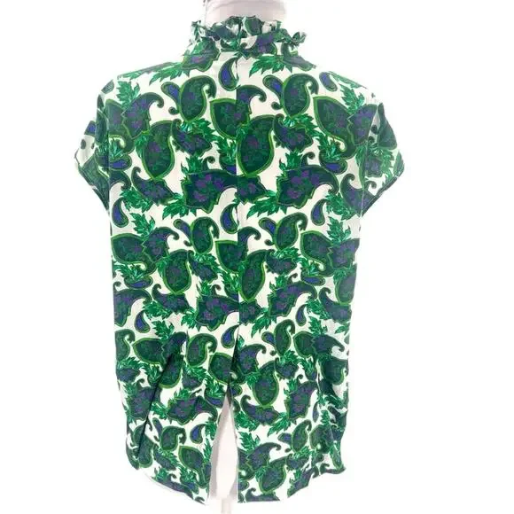 Sandro Paisley Print Silk Top Sz S - Picture 4 of 10